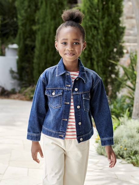 Veste en jean personnalisable fille bleu jean+stone - vertbaudet enfant 