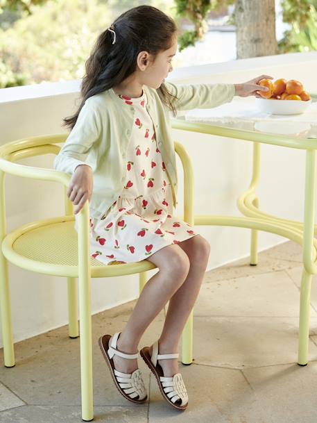 Fine Knit Basics Cardigan for Girls almond green+marl grey+navy blue+peach+rosy - vertbaudet enfant 