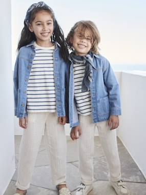 -Unisex Trousers in Organic Cotton Gauze, for Children