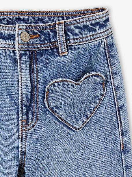 Wide Cropped Trousers with Heart Pockets for Girls stone+striped blue - vertbaudet enfant 