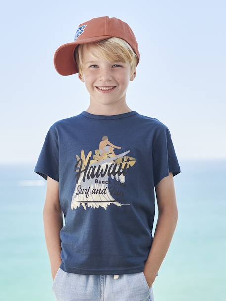 T-shirt garçon motifs graphiques manches courtes blanc+bleu nuit+vert d'eau - vertbaudet enfant 