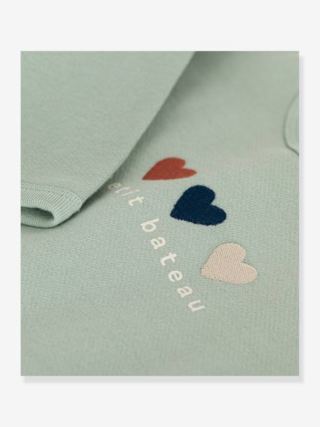 Hearts Sweatshirt for Girls, by PETIT BATEAU almond green - vertbaudet enfant 