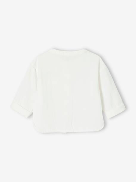 Chemise bébé col mao en gaze de coton personnalisable bleu électrique+écru+vert foncé - vertbaudet enfant 