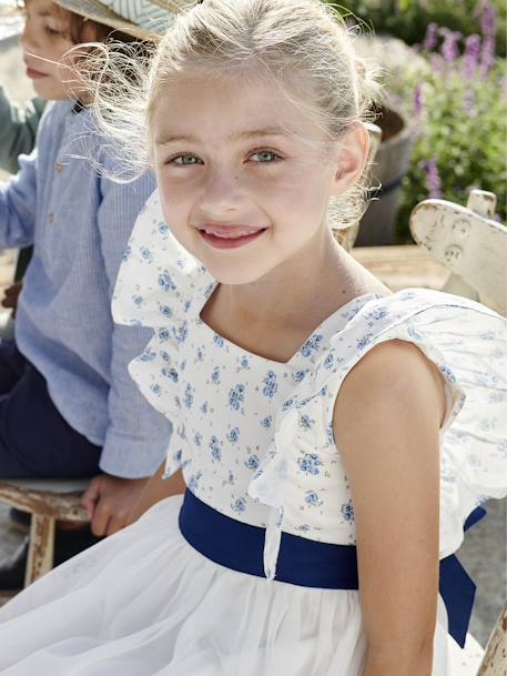 Occasion Wear Ruffled Dress for Girls printed blue+printed pink - vertbaudet enfant 
