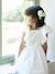 Robe cérémonie fille satin de coton à volants blanc+écru+rose pâle+vert sauge - vertbaudet enfant 