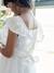 Robe cérémonie fille satin de coton à volants blanc+écru+rose pâle+vert sauge - vertbaudet enfant 