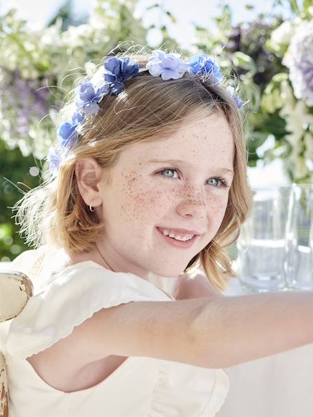 Crown Wreath with Blue Flowers & Gold Leaves for Girls blue - vertbaudet enfant 