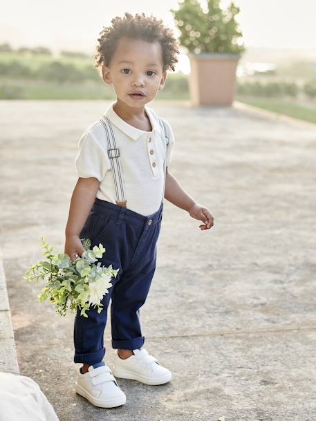Knitted Polo Shirt for Babies ecru - vertbaudet enfant 