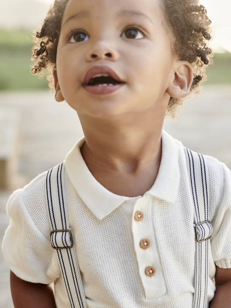 Knitted Polo Shirt for Babies ecru - vertbaudet enfant 