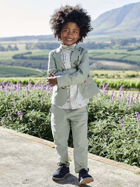Veste garçon cérémonie en coton/lin beige+beige clair+bleu+marine foncé+vert sauge - vertbaudet enfant 