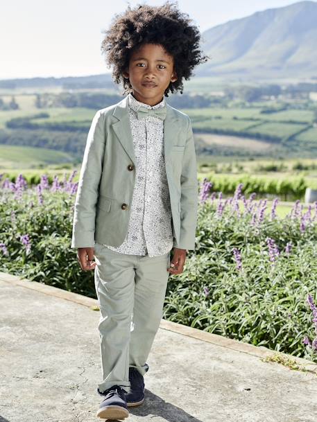 Pantalon garçon cérémonie chino en coton/lin beige+beige clair+bleu+marine foncé+vert sauge - vertbaudet enfant 