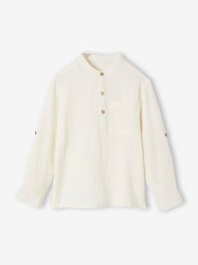 Cotton Gauze Shirt, Roll-Up Sleeves, for Boys  - vertbaudet enfant