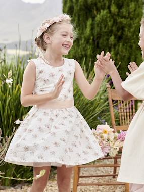 Occasion Wear Dress with Floral Print, for Girls  - vertbaudet enfant