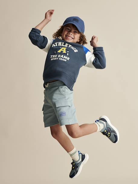 Cargo-Style Sports Shorts for Boys aqua green+navy blue - vertbaudet enfant 
