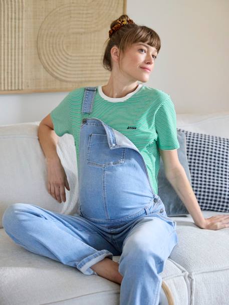 Salopette en jean coupe mom grossesse et allaitement double stone - vertbaudet enfant 
