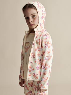 Sports Sweatshirt with Flower Print in Techno Fabric for Girls  - vertbaudet enfant
