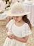 Crochet-Effect Straw-Like Hat with Printed Ribbon for Girls pale pink - vertbaudet enfant 