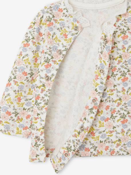 Floral Sweatshirt with Lace Collar for Newborn Babies ecru - vertbaudet enfant 
