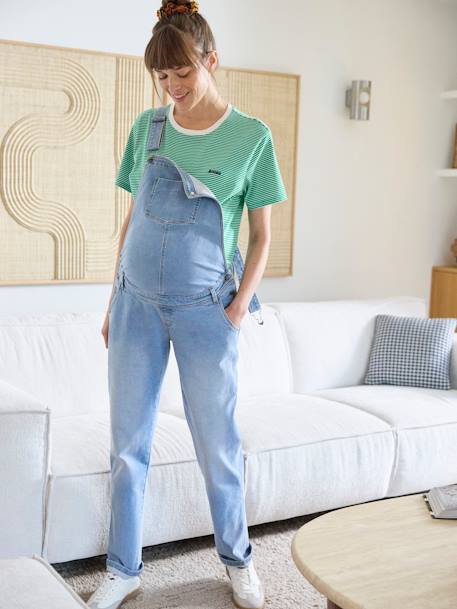Salopette en jean coupe mom grossesse et allaitement double stone - vertbaudet enfant 
