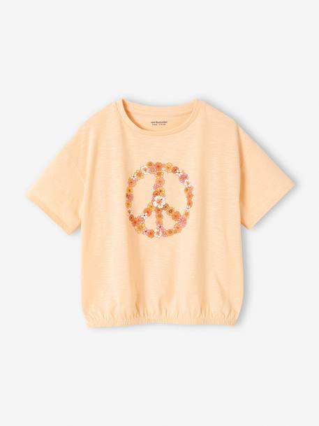Freedom T-Shirt with Elastic for Girls rosy apricot - vertbaudet enfant 