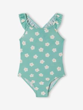 Girls-Swimwear-Swimsuits-Floral Print Swimsuit for Girls