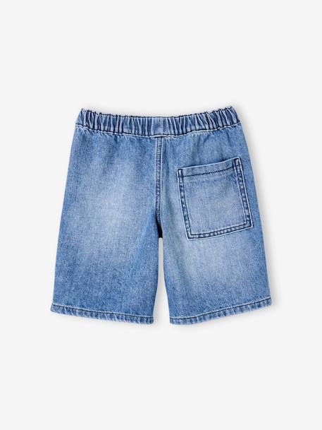 Bermuda garçon jean facile à enfiler bleu imprimé+denim gris+double stone+rayé bleu+stone - vertbaudet enfant 