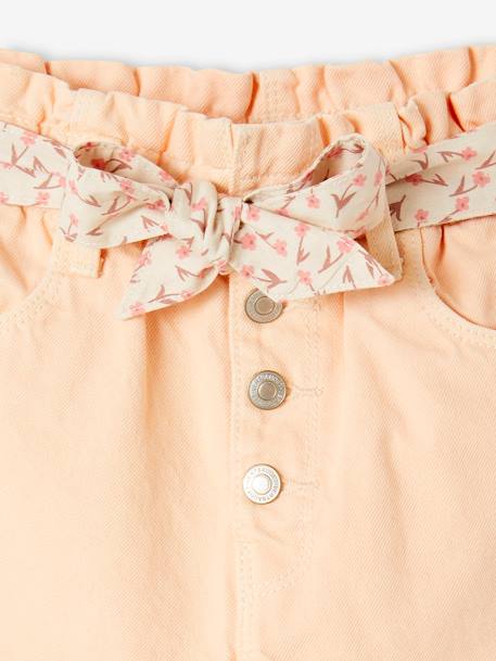 Pantalon paperbag fille et sa ceinture foulard à fleurs abricot+mauve+vert - vertbaudet enfant 
