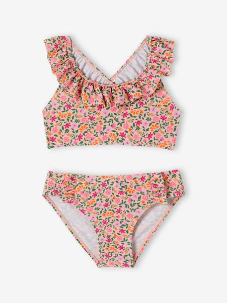 Floral Print Bikini pale pink+printed green - vertbaudet enfant 