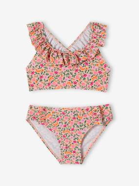 Fille-Maillot de bain 2 pièces imprimé fleuri