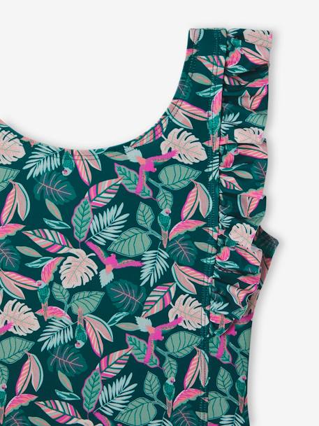 Maillot de bain 1 pièce imprimé tropical fille vert sapin - vertbaudet enfant 