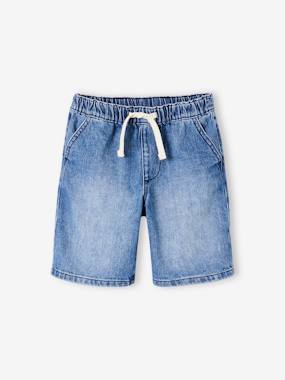 -Easy-to-Slip-On Denim Bermuda Shorts for Boys