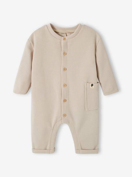 Honeycomb Jumpsuit for Newborn Babies clay beige - vertbaudet enfant 