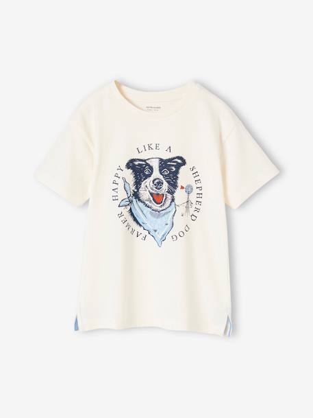 T-Shirt with Dog Motif for Boys ecru - vertbaudet enfant 