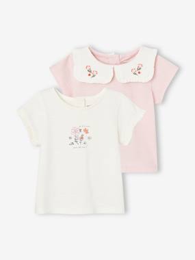 Bébé-Lot de 2 tee-shirts naissance en coton biologique