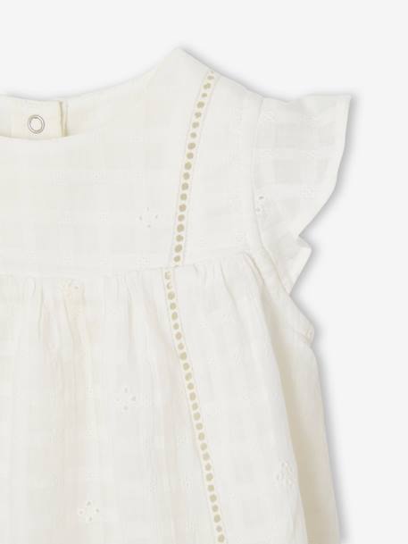 Embroidered Dress & Bloomer Shorts Combo in Cotton Gauze, for Newborn Babies rose - vertbaudet enfant 