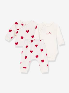 Baby-Outfits-3-Piece Combo with Hearts Print by PETIT BATEAU