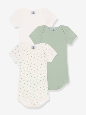 Baby-Bodysuits-Pack of 3 Short Sleeve Bodysuits, by PETIT BATEAU