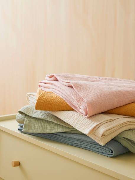 Rideau tube tamisant en gaze de coton blanc+cinnamon+ecru+grey blue+rose+rosy+sage green - vertbaudet enfant 