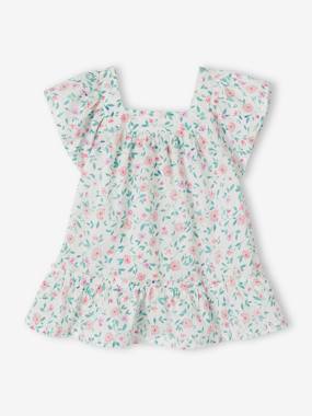 -Floral Dress with Butterfly Sleeves for Babies