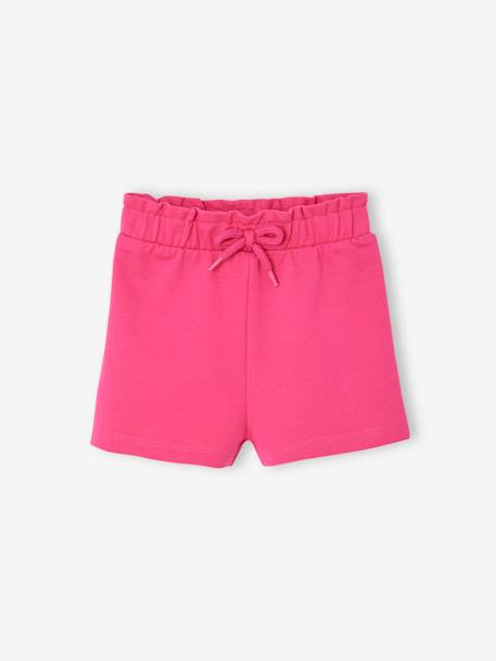 Paperbag Shorts in Fleece for Babies aqua green+fuchsia - vertbaudet enfant 