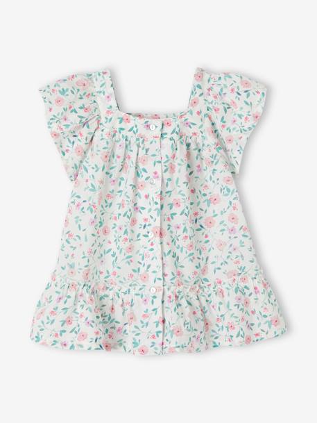 Floral Dress with Butterfly Sleeves for Babies ecru - vertbaudet enfant 