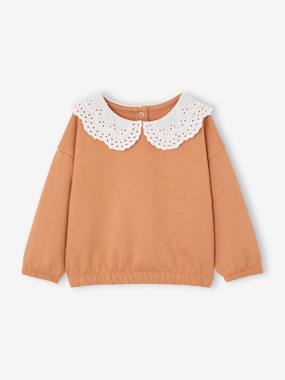 -Sweatshirt with Embroidered Collar for Babies