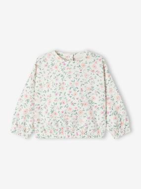 Floral Sweatshirt in Fleece for Babies  - vertbaudet enfant