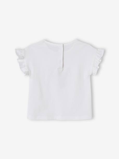 Toucan T-Shirt with Ruffles on the Sleeves, for Babies ecru - vertbaudet enfant 