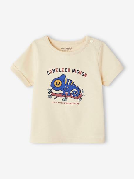 Short Sleeve Chameleon T-Shirt for Babies ecru - vertbaudet enfant 