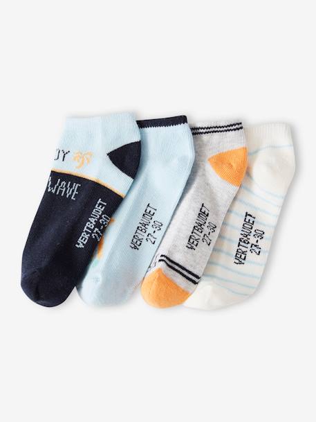 Pack of 4 Pairs of Trainer Socks for Boys sky blue - vertbaudet enfant 