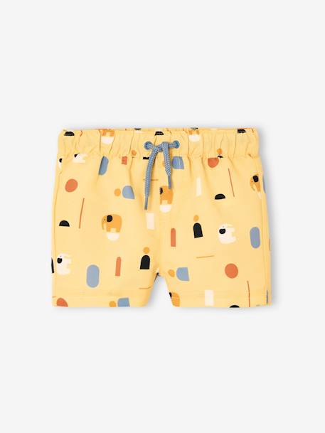 Swim Shorts with Geometric Print for Baby Boys pale yellow - vertbaudet enfant 