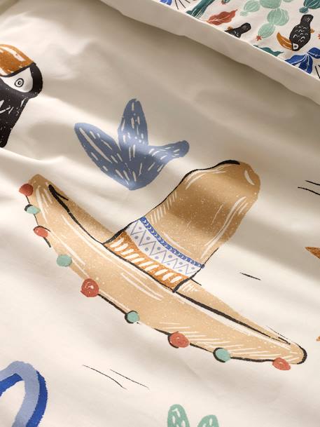 Pack housse de couette + taie d'oreiller MEXICO STORY, avec coton recyclé multicolore - vertbaudet enfant 
