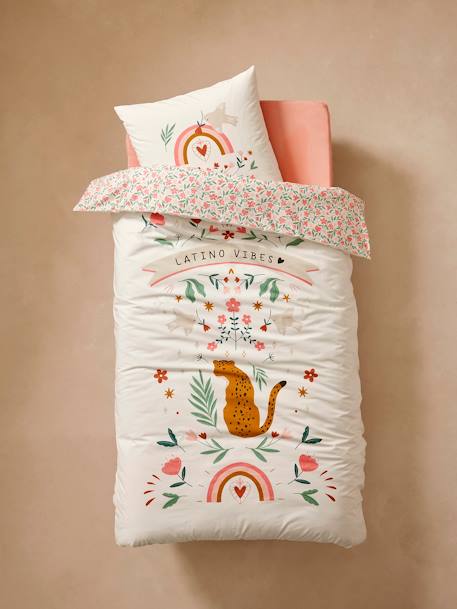 Parure housse de couette enfant et taie d'oreiller LATINO VIBES, avec coton recyclé multicolore - vertbaudet enfant 
