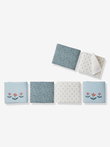 Tour de lit / tour de parc pare-chocs en gaze de coton INDIA lot bleu - vertbaudet enfant 